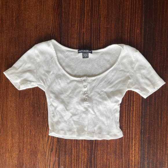 American Dream Tops - American Dream Cropped Henley